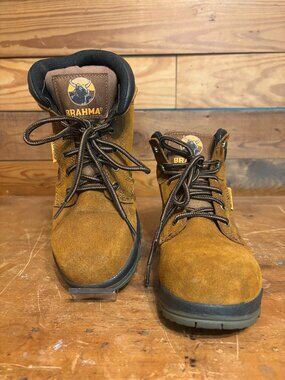 New Women's/Youth Brahma Steel Toed Suede Work Boots